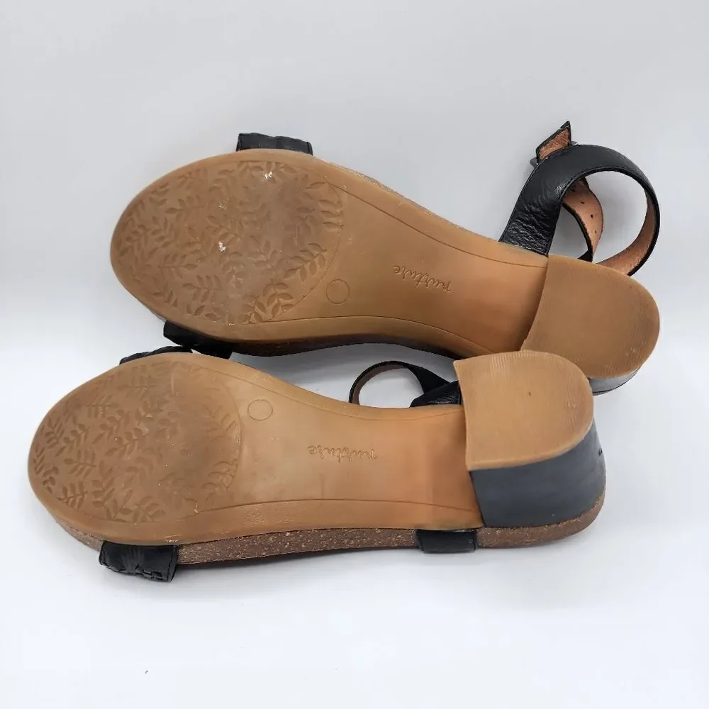 Nurture black leather open toe heeled sandals